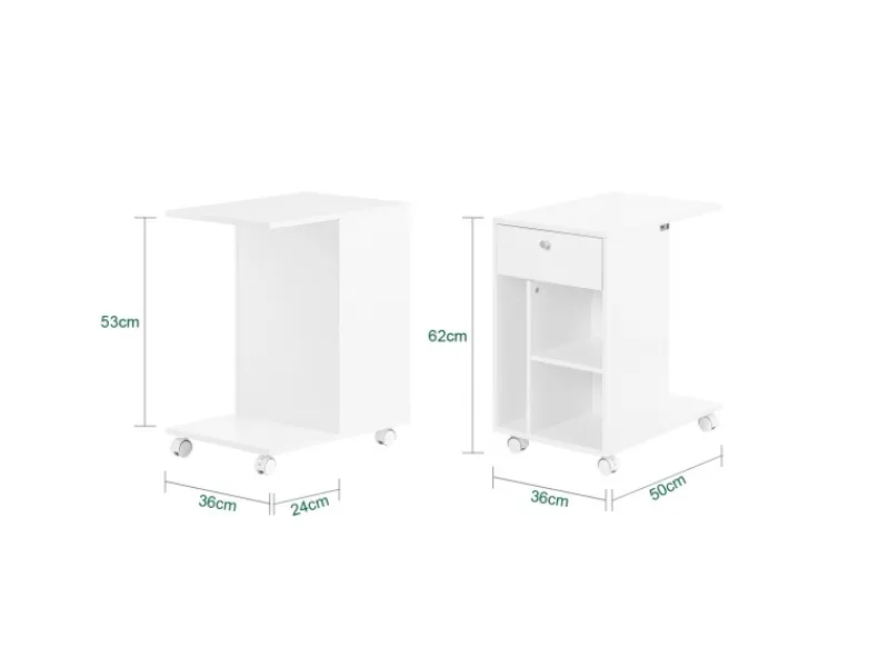 SoBuy Servierwagen<Couchtisch mit Tablet Schiene Beistelltisch mit Rollen Weiß FBT148-W