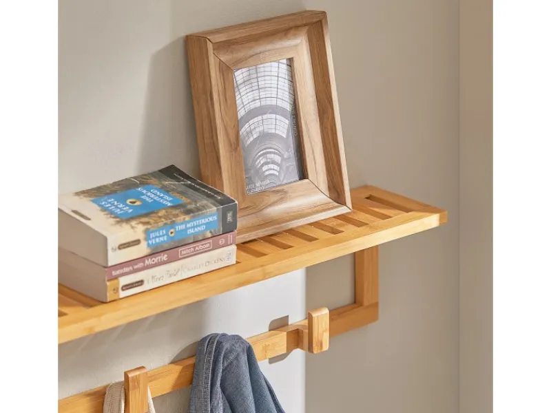 Outlet SoBuy Flurgarderobe Wandgarderobe Handtuchhalter aus Bambus FHK06-N