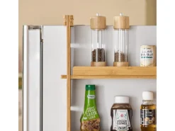 SoBuy Küchenregale|Kühlschränke<Hängeregal für Kühlschrank Gewürzregal mit 3 Verstellbaren Ablagen KCR03-N