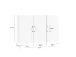 Best SoBuy Hängeschrank Badezimmerschrank mit Verstellbarem Regal 90x60x30cm FRG231-L-W Weiß