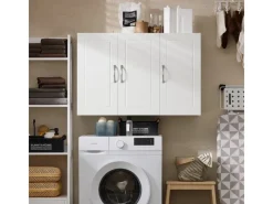 Best SoBuy Hängeschrank Badezimmerschrank mit Verstellbarem Regal 90x60x30cm FRG231-L-W Weiß