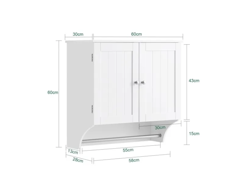 SoBuy Hängeschrank Badezimmerschrank Wandschrank Küchenschrank BZR84-W< Küchenschränke
