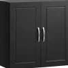 SoBuy Küchenschränke<Hängeschrank Badezimmerschrank mit Verstellbarem Regal 60x60x30cm Schwarz FRG231-SCH