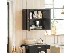 SoBuy Küchenschränke<Hängeschrank Badezimmerschrank mit Verstellbarem Regal 60x60x30cm Schwarz FRG231-SCH