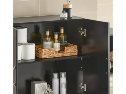 SoBuy Küchenschränke<Hängeschrank Badezimmerschrank mit Verstellbarem Regal 60x60x30cm Schwarz FRG231-SCH