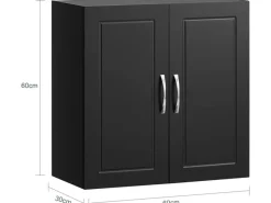 SoBuy Küchenschränke<Hängeschrank Badezimmerschrank mit Verstellbarem Regal 60x60x30cm Schwarz FRG231-SCH