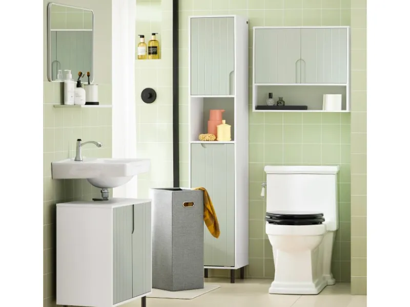 SoBuy Hängeschrank Badezimmerschrank Wandschrank Küchenschrank BZR140-GR< Küchenschränke