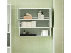 SoBuy Hängeschrank Badezimmerschrank Wandschrank Küchenschrank BZR140-GR< Küchenschränke