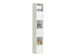 SoBuy Küchenschränke<Hochschrank mit Schubladen und Türen Holz Weiß STR10-W