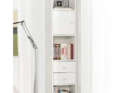 SoBuy Küchenschränke<Hochschrank mit Schubladen und Türen Holz Weiß STR10-W