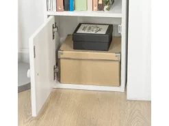 SoBuy Küchenschränke<Hochschrank mit Schubladen und Türen Holz Weiß STR10-W