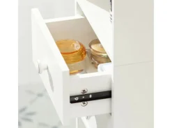 SoBuy Küchenschränke<Hochschrank mit Schubladen und Türen Holz Weiß STR10-W