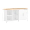 SoBuy Kücheninsel Freistehend Küchenschrank Sideboard Weiß-Natur KNL09-WN< Kücheninseln|Küchenschränke