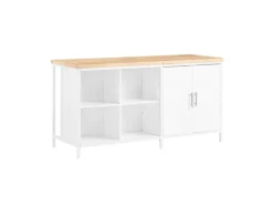 SoBuy Kücheninsel Freistehend Küchenschrank Sideboard Weiß-Natur KNL09-WN< Kücheninseln|Küchenschränke