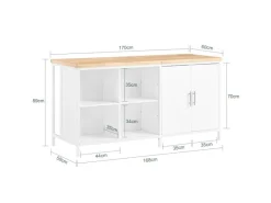 SoBuy Kücheninsel Freistehend Küchenschrank Sideboard Weiß-Natur KNL09-WN< Kücheninseln|Küchenschränke