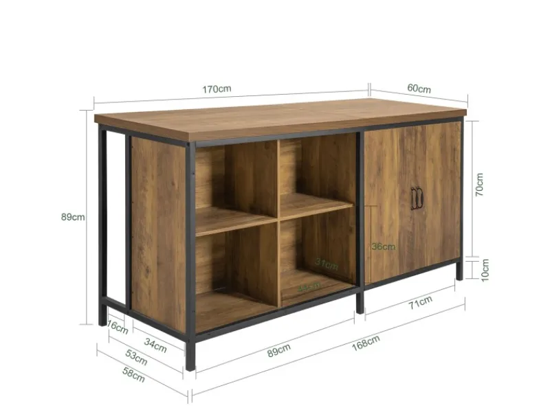 Clearance SoBuy Kücheninsel Freistehend Küchenschrank Sideboard 170x89x60cm KNL01-F