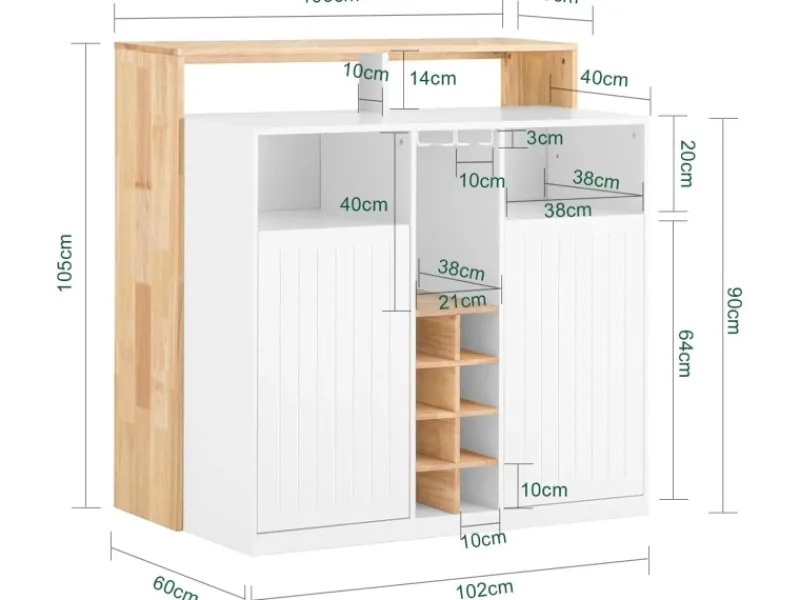 SoBuy Kücheninsel Küchenschrank Kommode Sideboard Buffet KNL07-WN< Kücheninseln