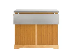 SoBuy Kücheninsel Küchenwagen mit Ausziehbarer Arbeitsplatte Bambus 107x92,5x71cm Natur FKW130-N< Kücheninseln
