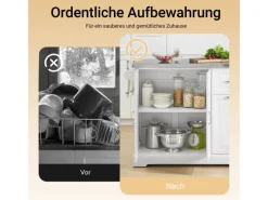 Hot SoBuy Kücheninsel Küchenwagen mit Ausziehbarer Edelstahlarbeitsplatte 130x91x71cm Weiß FKW128-ST