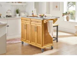 SoBuy Kücheninseln|Servierwagen<Kücheninsel Küchenwagen Küchenschrank Servierwagen Bambus 115cm FKW69-N