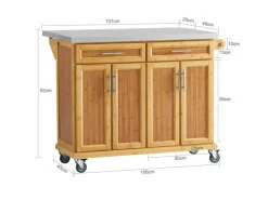 SoBuy Kücheninseln|Servierwagen<Kücheninsel Küchenwagen Küchenschrank Servierwagen Bambus 115cm FKW69-N