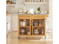 SoBuy Kücheninseln|Servierwagen<Kücheninsel Küchenwagen Küchenschrank Servierwagen Bambus 115cm FKW69-N