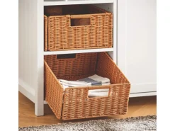 SoBuy Kücheninsel mit 2 Rattankörben Küchenschrank Sideboard Buffet KNL05-W< Kücheninseln|Küchenschränke