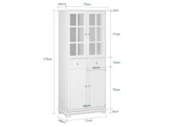 SoBuy Küchenschränke<Küchenschrank Hochschrank Badezimmerschrank Buffet Kommode FSB76-W
