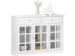 SoBuy Küchenschrank Kücheninsel Kommode Sideboard Buffet Weiß FSB77-W< Kücheninseln|Küchenschränke