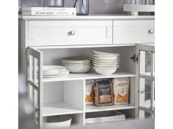SoBuy Küchenschrank Kücheninsel Kommode Sideboard Buffet Weiß FSB77-W< Kücheninseln|Küchenschränke