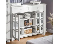 SoBuy Küchenschrank Kücheninsel Kommode Sideboard Buffet Weiß FSB77-W< Kücheninseln|Küchenschränke