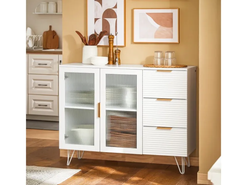 SoBuy Kücheninseln|Küchenschränke<Küchenschrank Kücheninsel Kommode Sideboard Bartisch Buffet FSB86-W