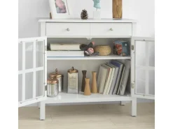 SoBuy Küchenschrank Kommode Sideboard Flurschrank Wohnzimmerschrank FSB23-W< Küchenschränke