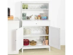 SoBuy Küchenschränke<Küchenschrank mit 2 Türen Sideboard Buffetschrank Kommode Weiß FSB26-W