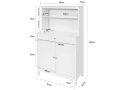 SoBuy Küchenschränke<Küchenschrank mit 2 Türen Sideboard Buffetschrank Kommode Weiß FSB26-W