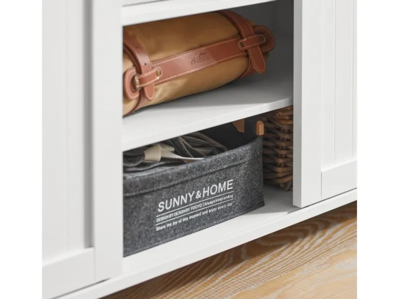 Online SoBuy Küchenschrank Sideboard mit Schiebetür Buffet Kommode Weiß FSB74-W