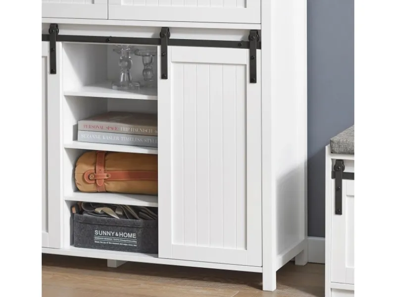 Online SoBuy Küchenschrank Sideboard mit Schiebetür Buffet Kommode Weiß FSB74-W