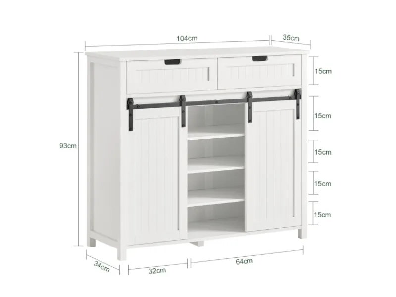 Online SoBuy Küchenschrank Sideboard mit Schiebetür Buffet Kommode Weiß FSB74-W
