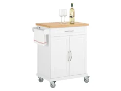 Outlet SoBuy Küchenwagen aus MDF mit Bambus Top Küchenschrank Servierwagen FKW13-WN
