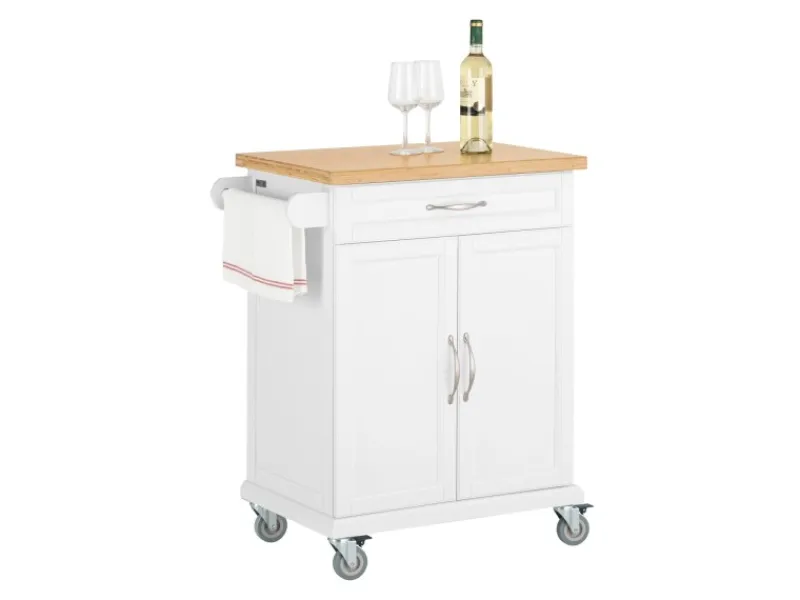 Outlet SoBuy Küchenwagen aus MDF mit Bambus Top Küchenschrank Servierwagen FKW13-WN