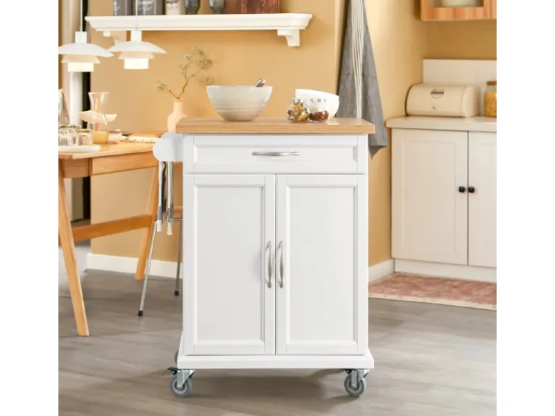Outlet SoBuy Küchenwagen aus MDF mit Bambus Top Küchenschrank Servierwagen FKW13-WN
