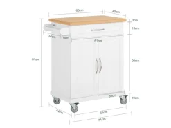 Outlet SoBuy Küchenwagen aus MDF mit Bambus Top Küchenschrank Servierwagen FKW13-WN