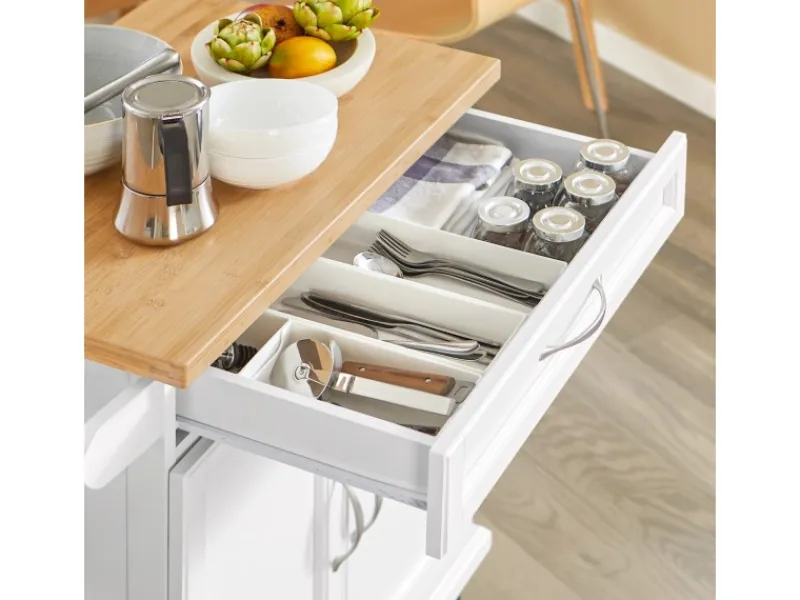 Outlet SoBuy Küchenwagen aus MDF mit Bambus Top Küchenschrank Servierwagen FKW13-WN