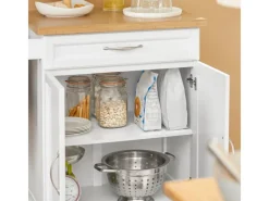 Outlet SoBuy Küchenwagen aus MDF mit Bambus Top Küchenschrank Servierwagen FKW13-WN