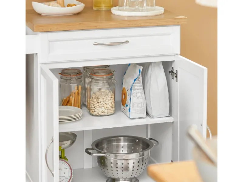 Outlet SoBuy Küchenwagen aus MDF mit Bambus Top Küchenschrank Servierwagen FKW13-WN