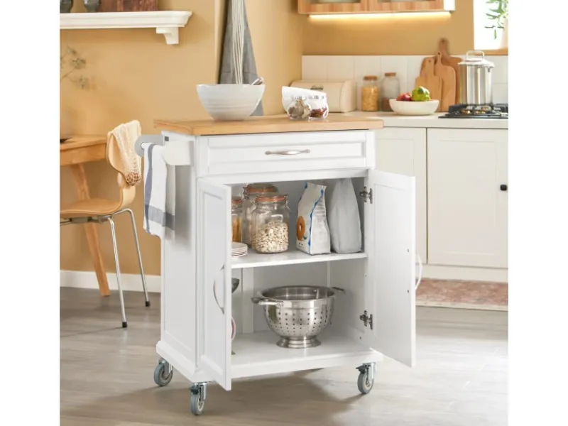 Outlet SoBuy Küchenwagen aus MDF mit Bambus Top Küchenschrank Servierwagen FKW13-WN