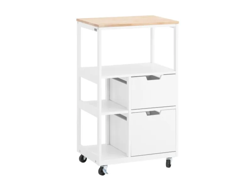 SoBuy Küchenwagen mit 2 Schubladen 3 Ablagen Servierwagen 53x89x37cm FKW111-WN