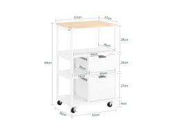 SoBuy Küchenwagen mit 2 Schubladen 3 Ablagen Servierwagen 53x89x37cm FKW111-WN