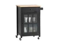Outlet SoBuy Küchenwagen mit 1 Tür Servierwagen Rollwagen Schwarz FKW98-SCH