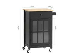 Outlet SoBuy Küchenwagen mit 1 Tür Servierwagen Rollwagen Schwarz FKW98-SCH